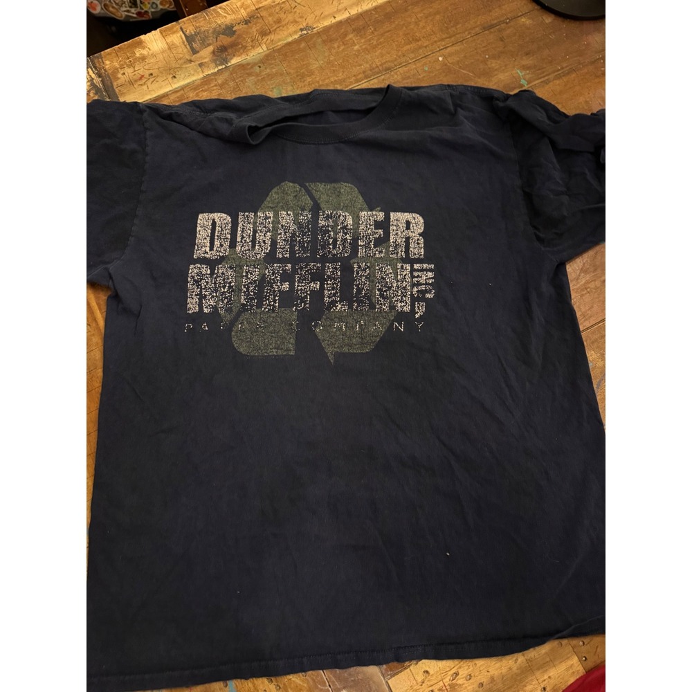 Dunder Mifflin The Office Recycle Logo Graphic Tee Navy Blue Mens T-Shirt